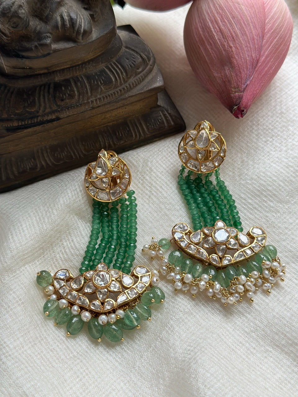 aventurine-cascade-moissanite-polki-passa-style-earrings