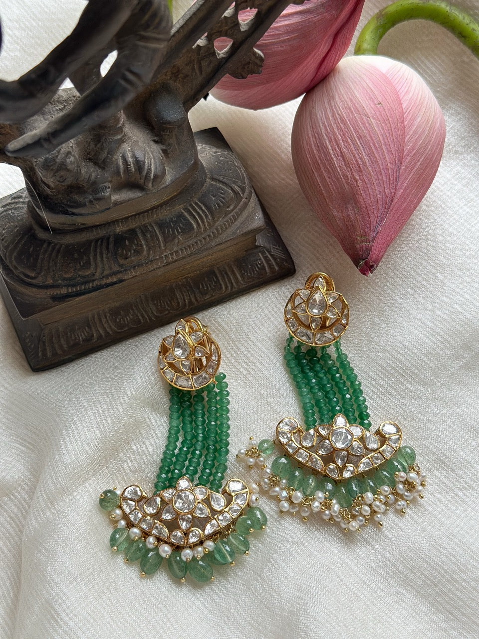 aventurine-cascade-moissanite-polki-passa-style-earrings