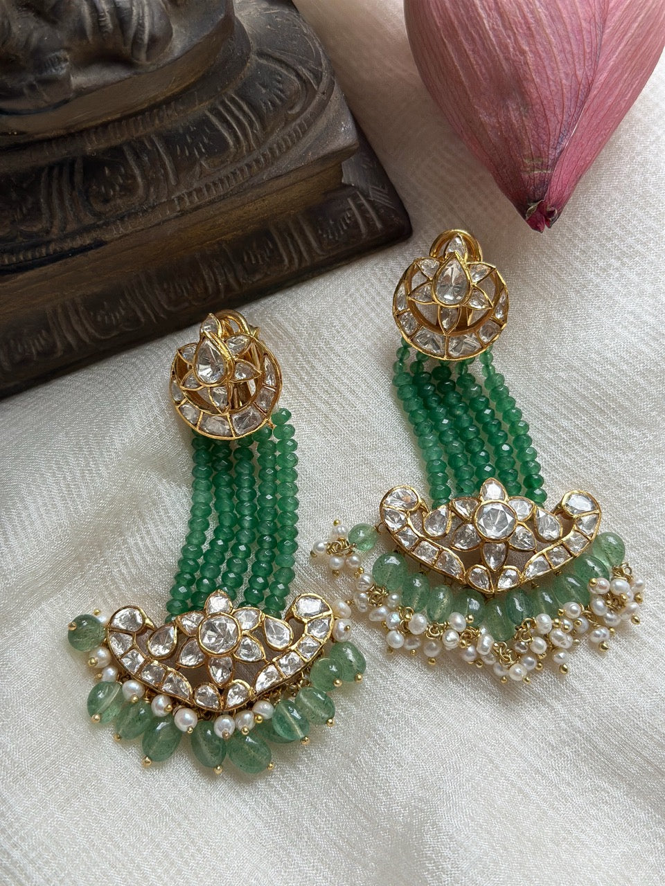 aventurine-cascade-moissanite-polki-passa-style-earrings