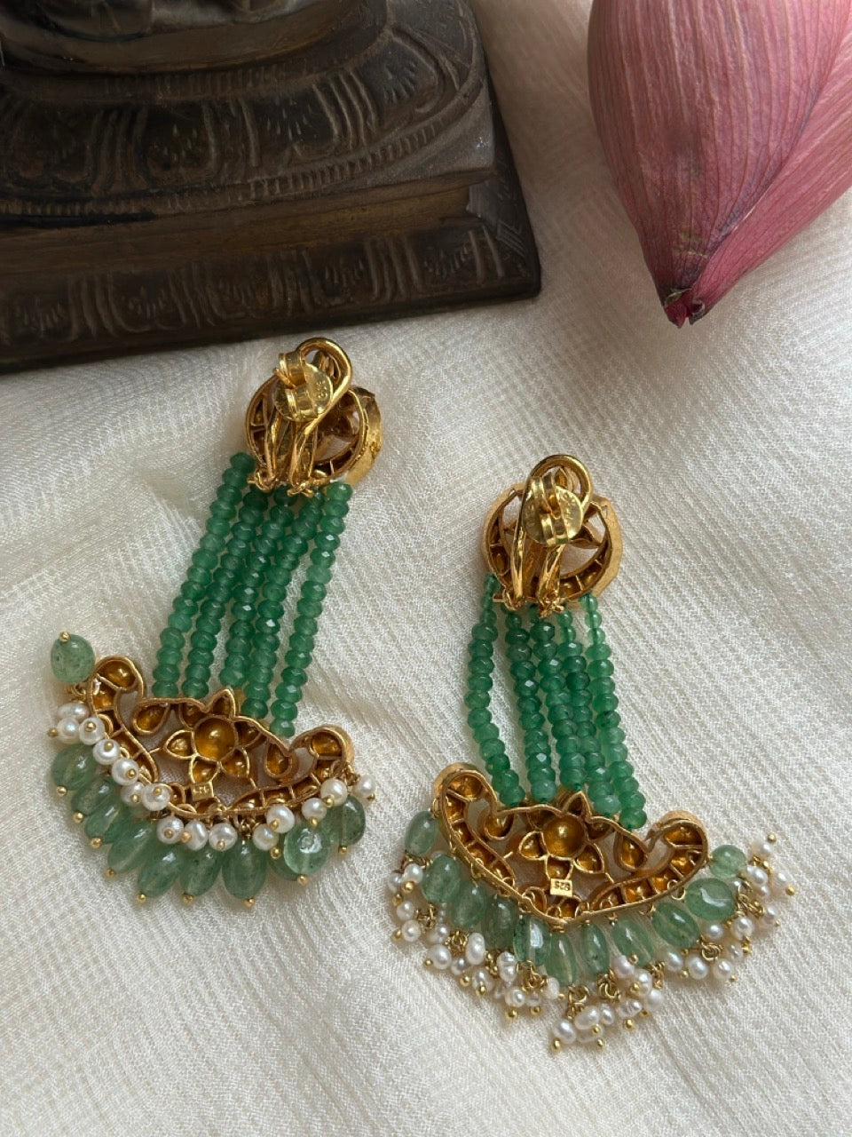 aventurine-cascade-moissanite-polki-passa-style-earrings