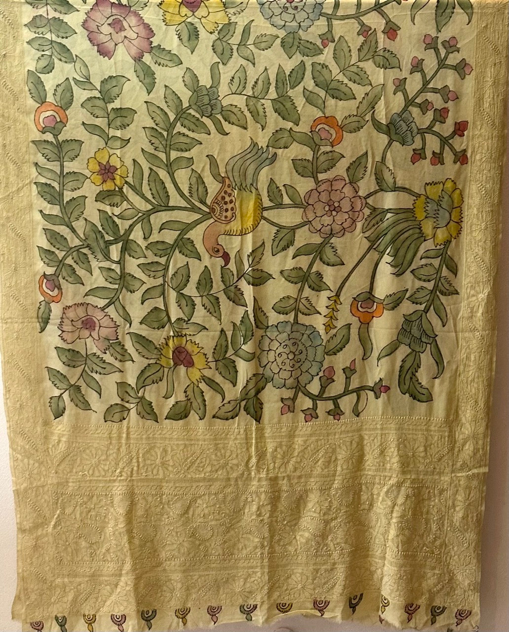 bagh-e-noor-pure-banarsi-georgette-kalamkari-dupatta-with-lucknow-embroidery