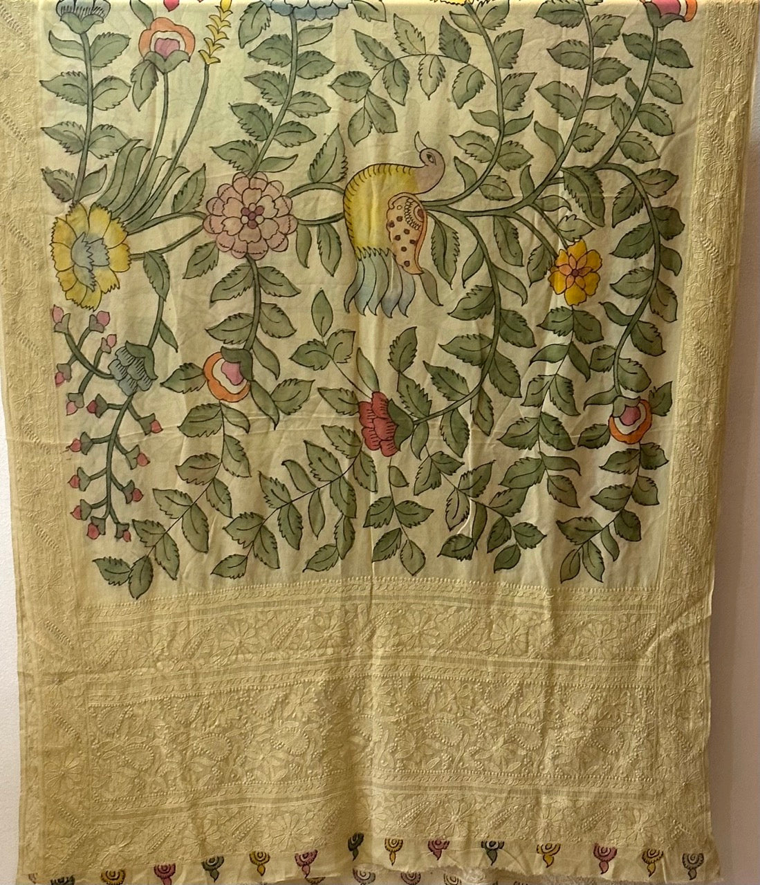 bagh-e-noor-pure-banarsi-georgette-kalamkari-dupatta-with-lucknow-embroidery