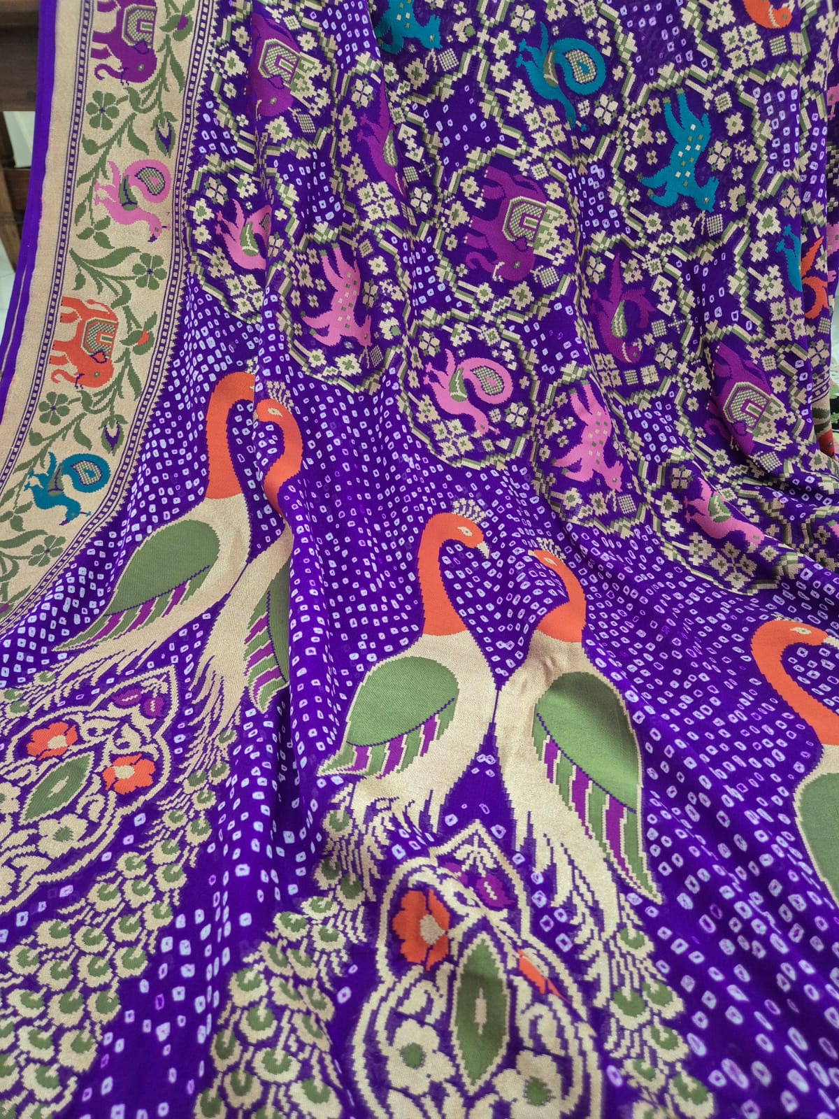 purple-banarasi-georgette-patola-style-bandhani-saree