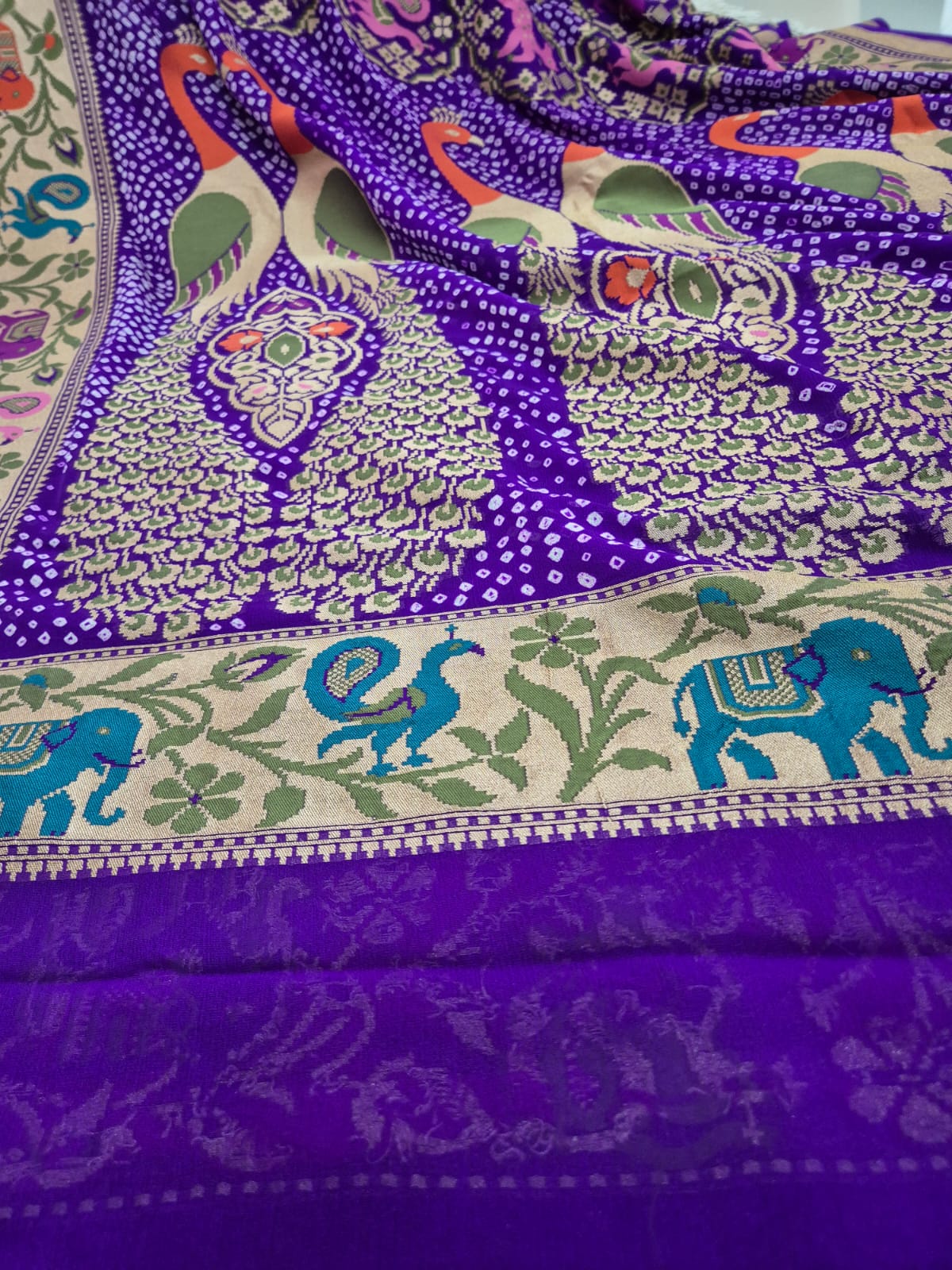 purple-banarasi-georgette-patola-style-bandhani-saree