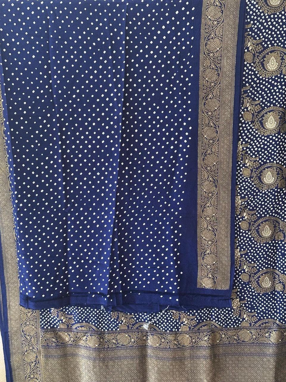 Blue Colour Pure Banarasi Silk Bandhani Saree