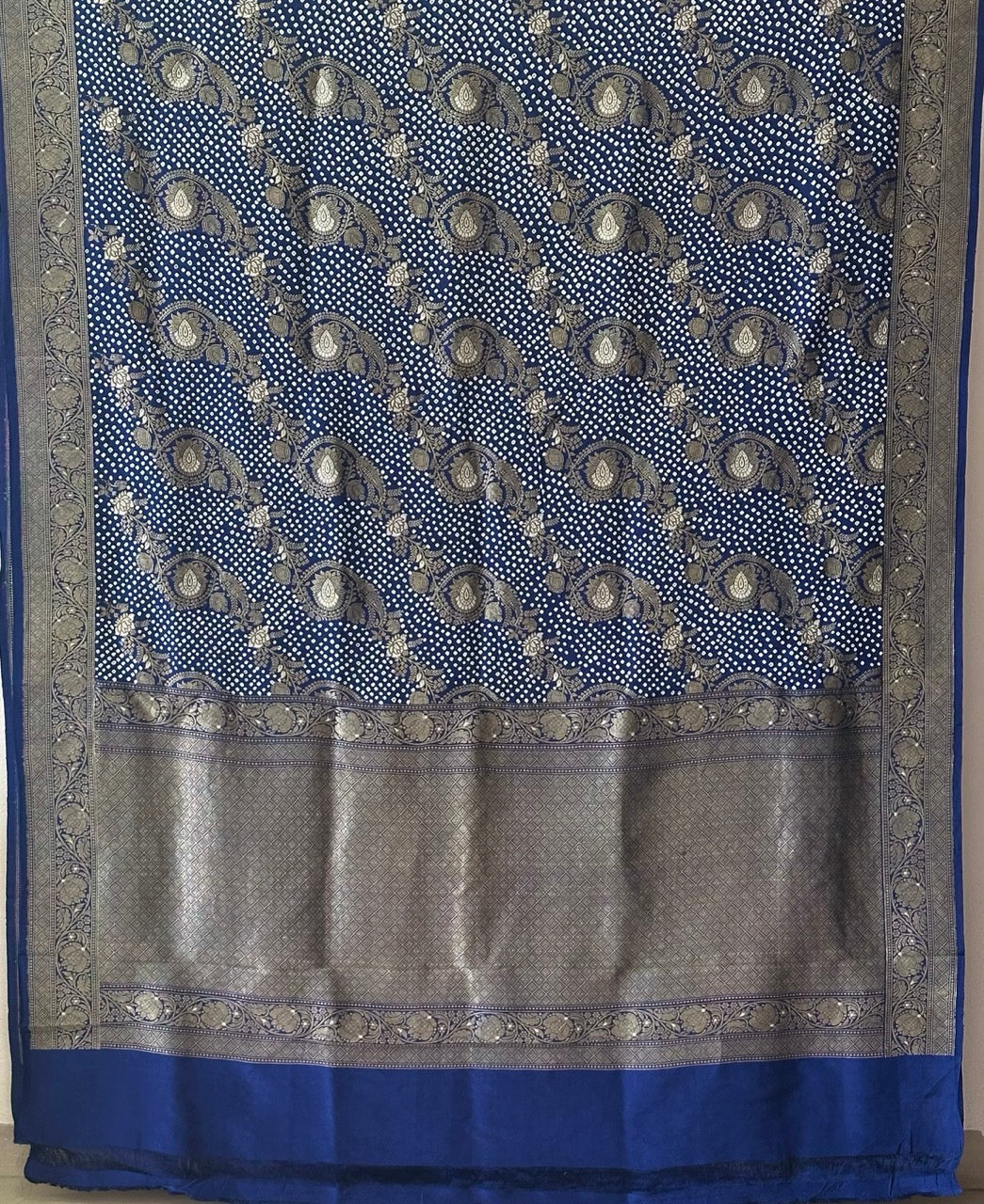 Blue Colour Pure Banarasi Silk Bandhani Saree