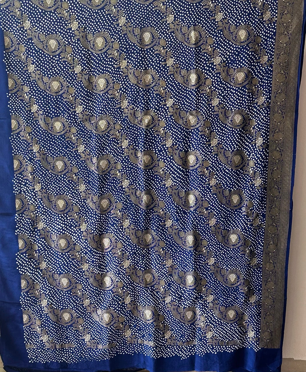 Blue Colour Pure Banarasi Silk Bandhani Saree