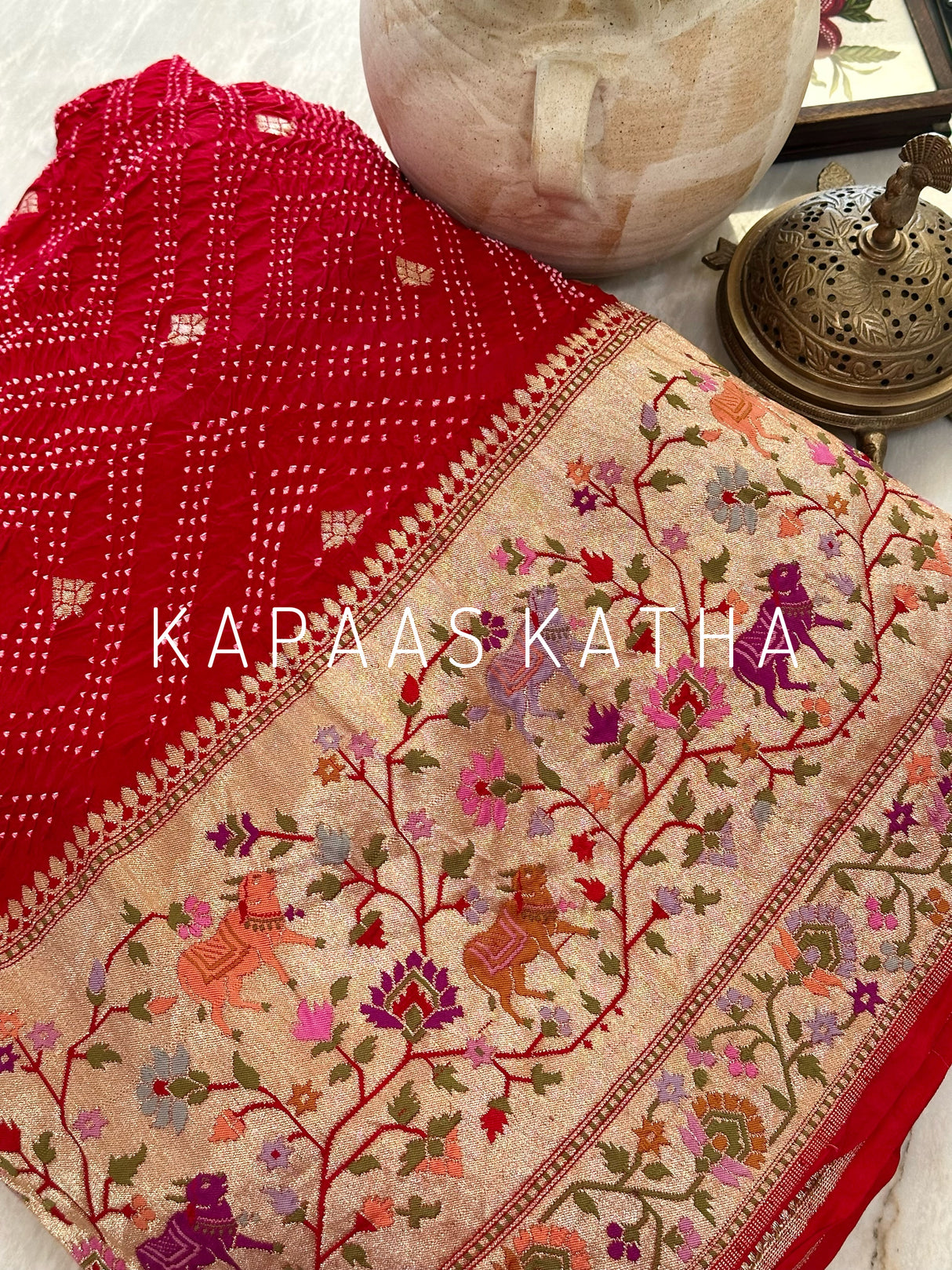 bandhani-katan-silk-saree-border-pallu-detail