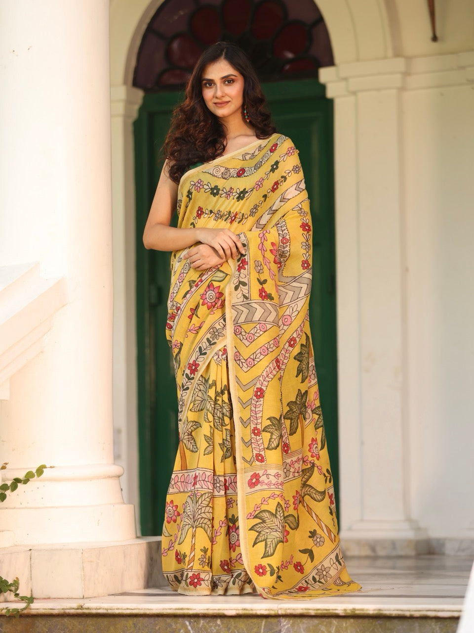 basanti-bageecha-chanderi-cotton-silk-kalamkari-saree