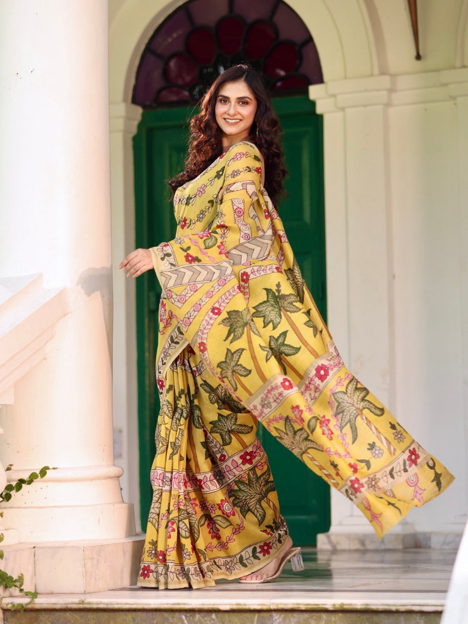 basanti-bageecha-chanderi-cotton-silk-kalamkari-saree