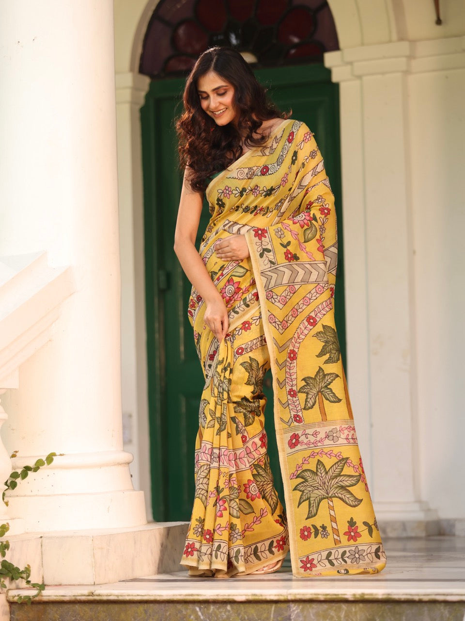 basanti-bageecha-chanderi-cotton-silk-kalamkari-saree