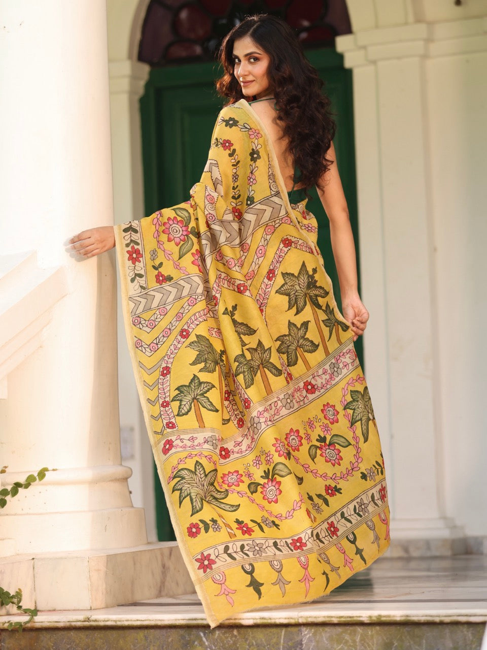 basanti-bageecha-chanderi-cotton-silk-kalamkari-saree