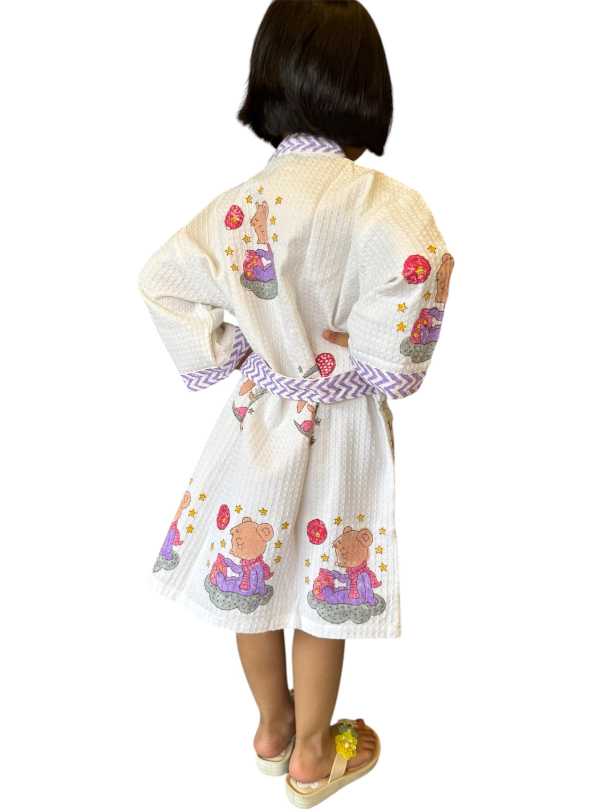 handmade purple dreamland theme cotton bathrobes for girls available for retail and bulk purchase