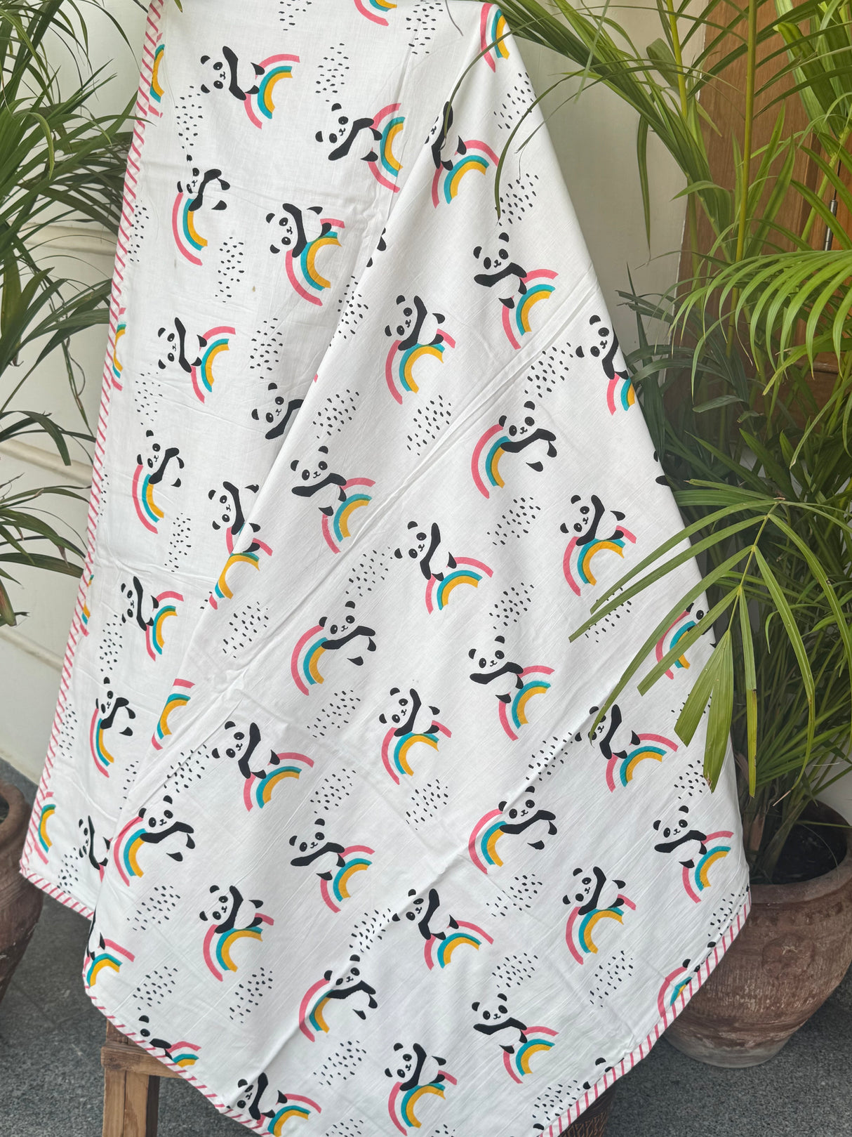 baby shower return gift panda print cotton flannel blanket for kids in bulk