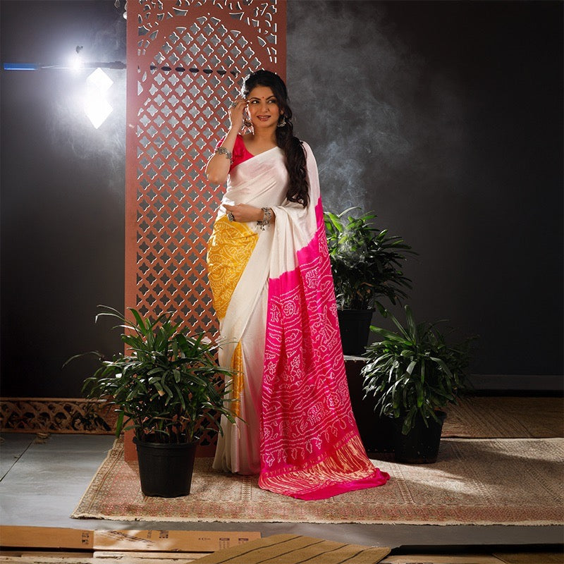 Bestseller Pure Gajji Silk stylish Bandhani Saree