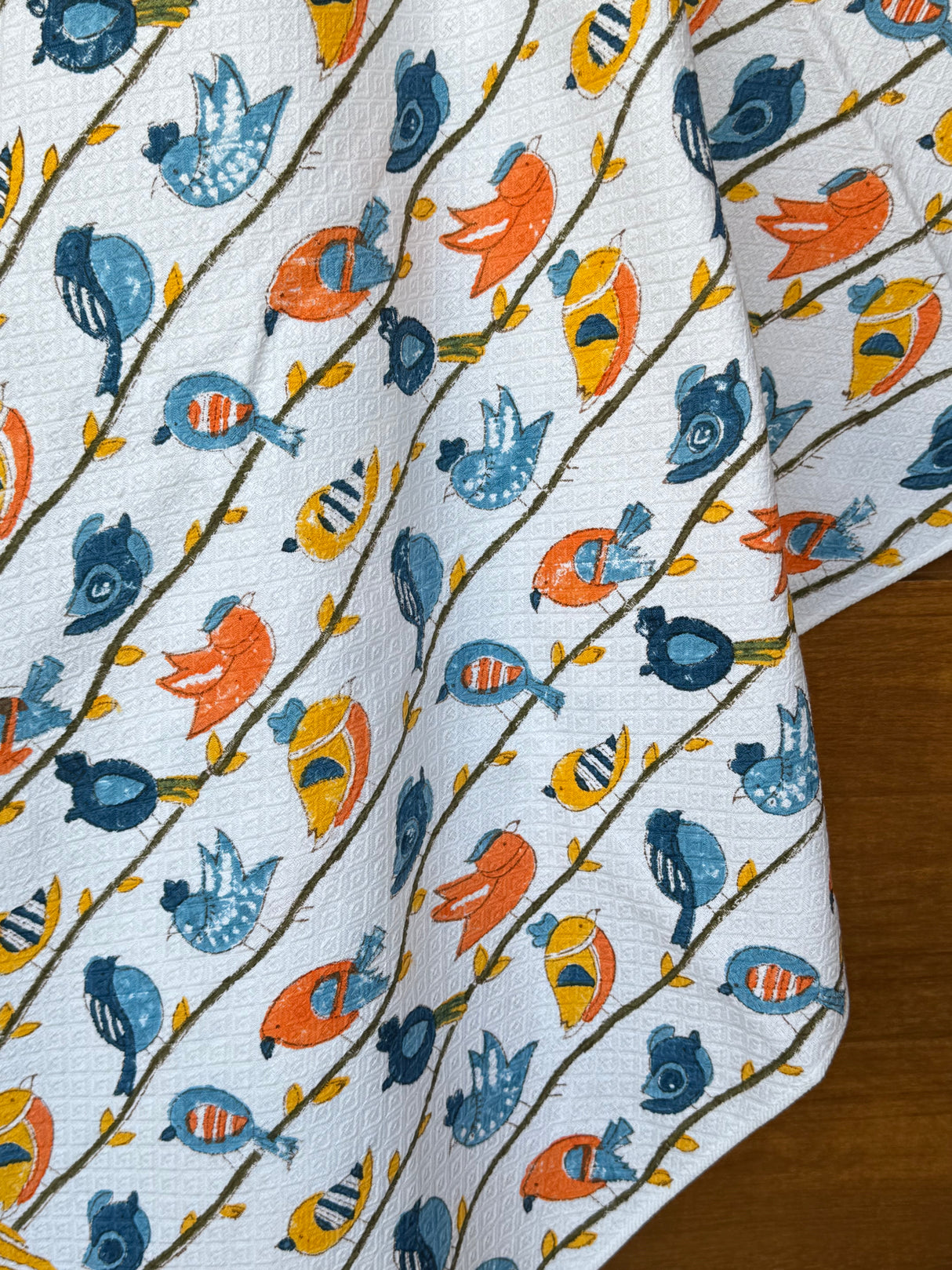 Vibrant Birds Blockprint Kids Towel – Cotton Jacquard Weave