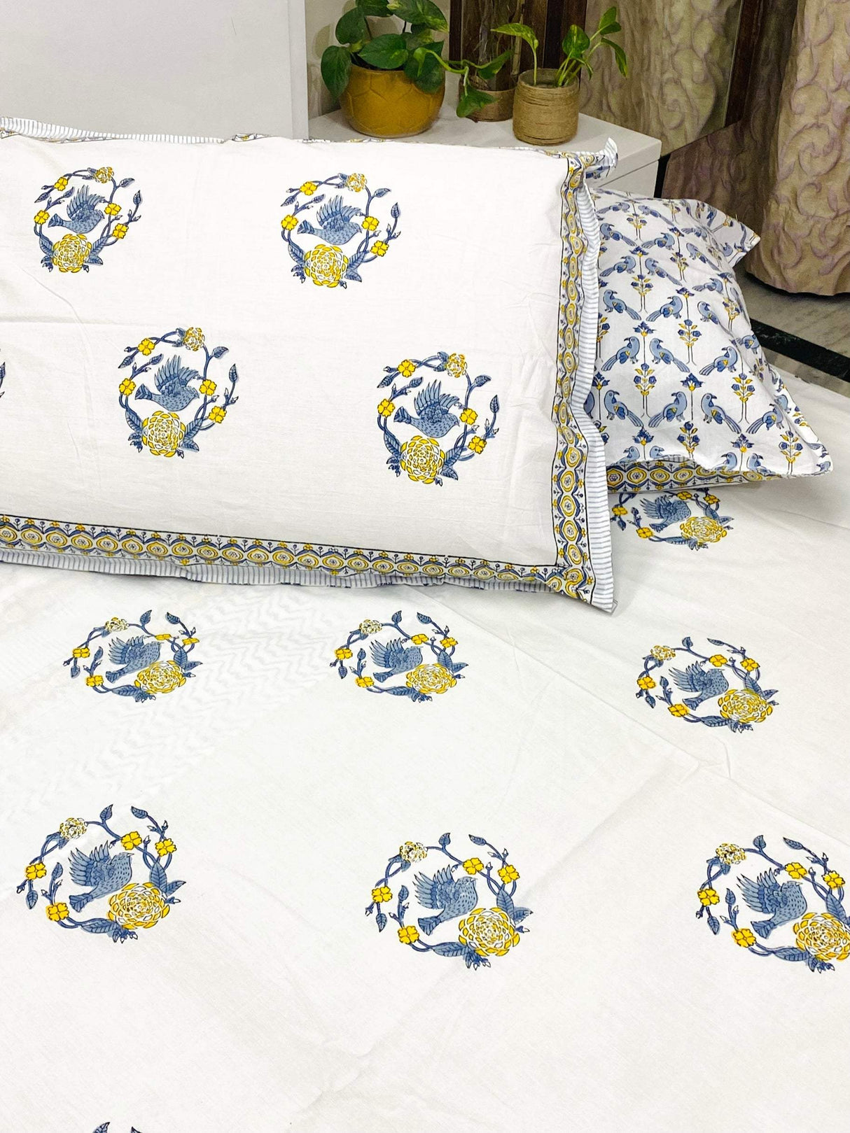 blue-bird-double-cotton-bedsheet-side-view
