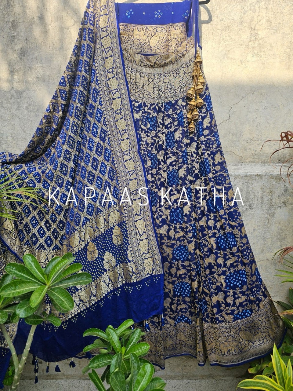 blue-pure-banarsi-georgette-bandhani-lehenga