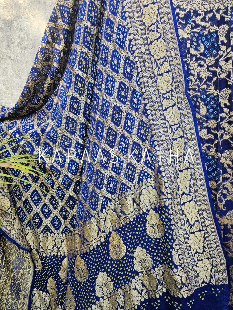 blue-pure-banarsi-georgette-bandhani-lehenga