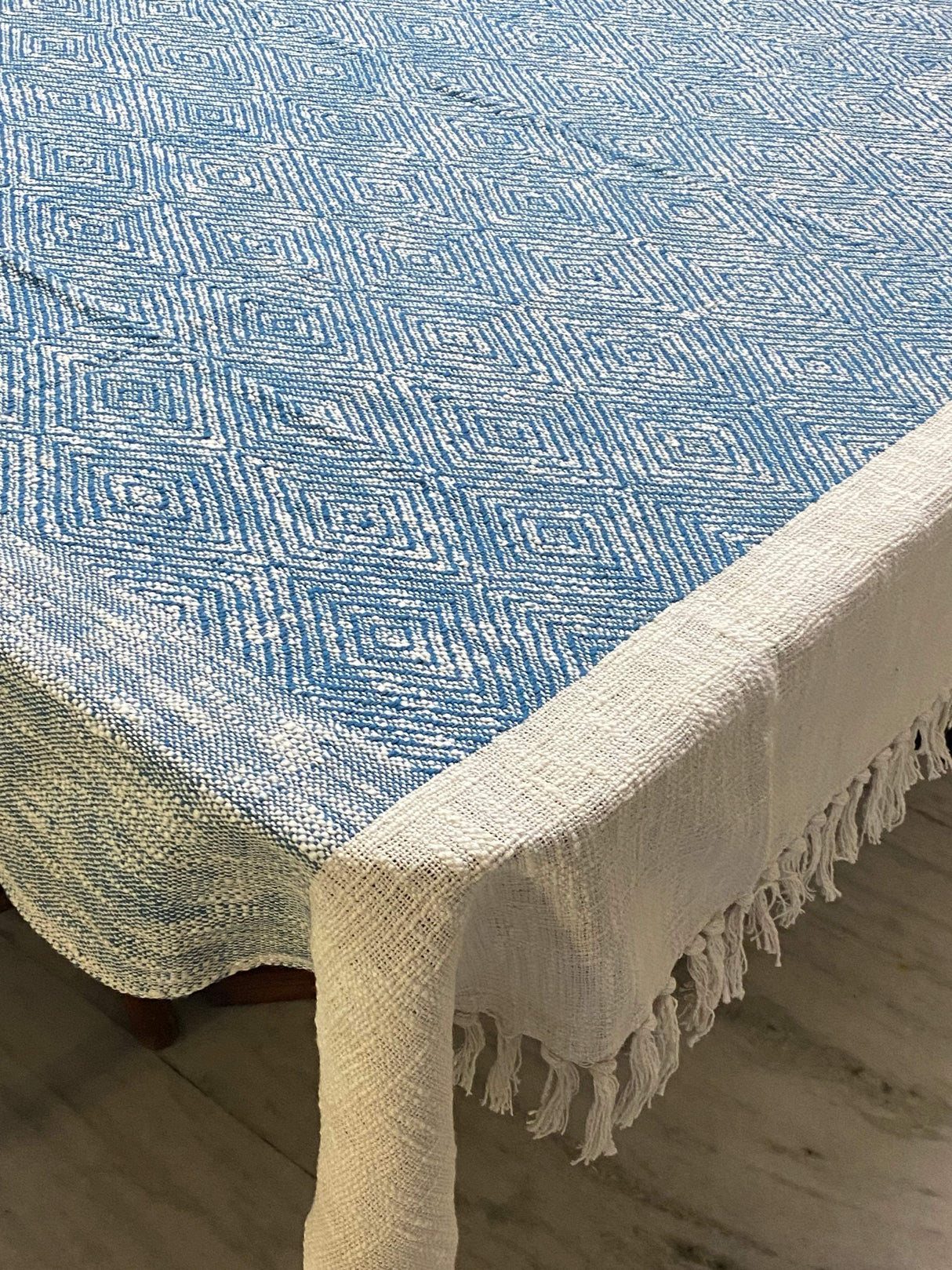 blue-woven-cotton-table-cloth-6-seater-side-view