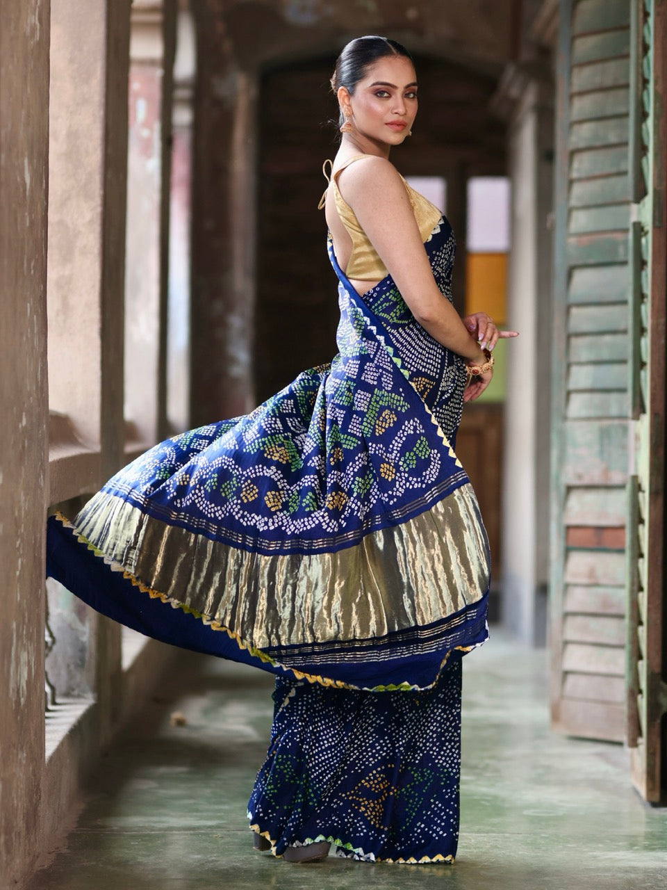 blue-yellow-green-gajji-silk-bandhani-saree