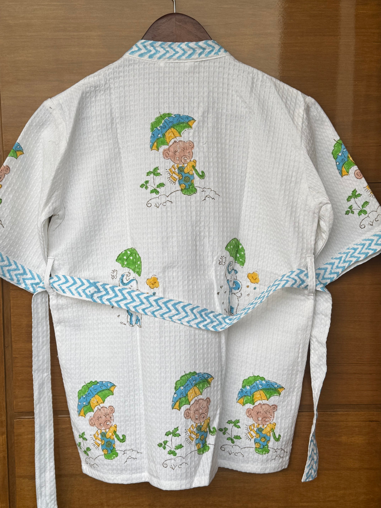 kids bathrobes with teddy bear and elephant nursery print for gifting swimming and retail Malaysia