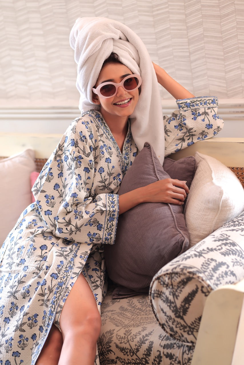 Bluebell Breeze Waffle Cotton Robe
