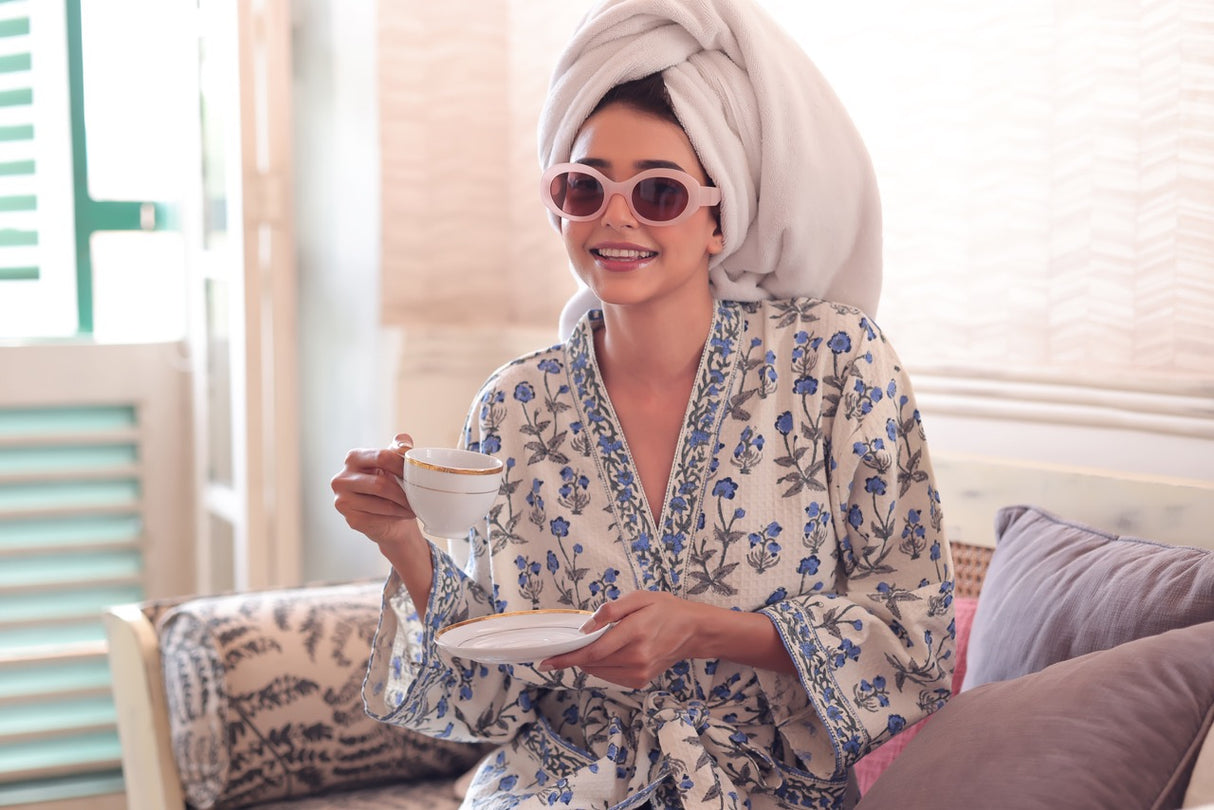 Bluebell Breeze Waffle Cotton Robe