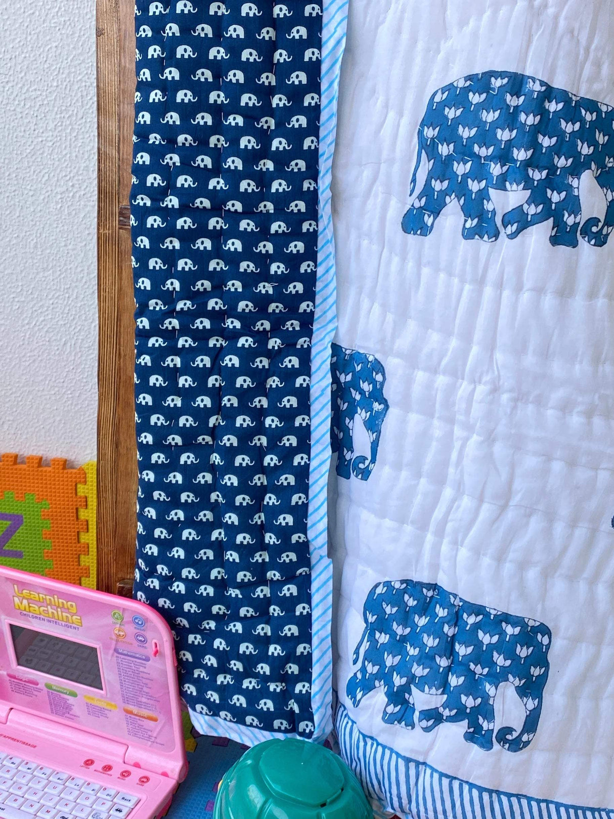 best-selling-blue-elephant-themed-quilt-for-kids-made-in-jaipur-and-exported-to-uk-and-new-zealand