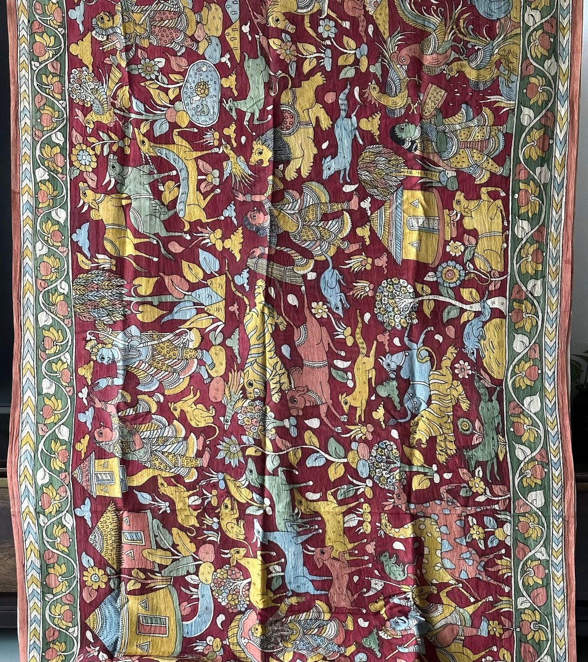 brick-red-floral-mulberry-silk-kalamkari-saree-design-zoom-in
