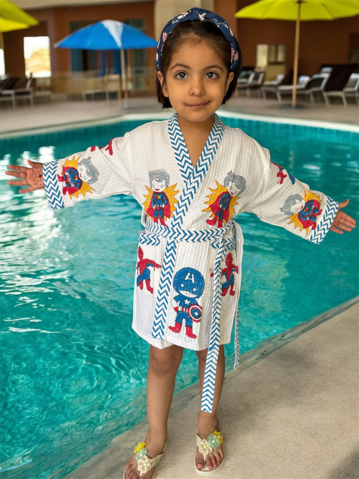 handmade kids waffle bathrobes for bulk gifting handmade by Jaipur  artisans India Spiderman Captain America avengers