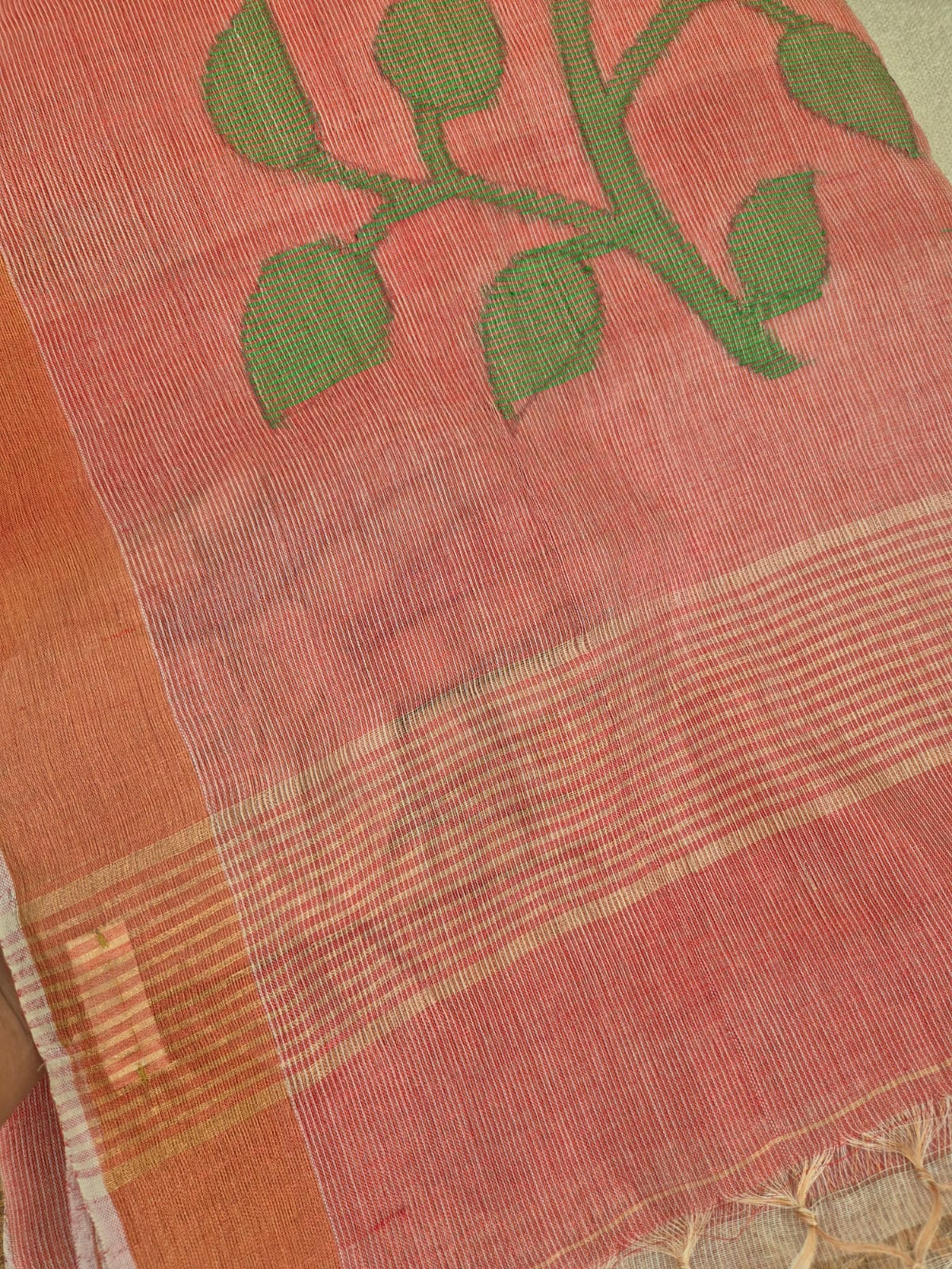 sophisticated-carrot-red-handloom-tissue-silk-saree-with-jamdani-weaving