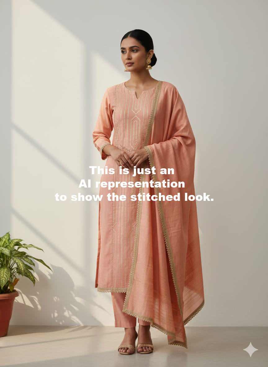 chanderi-cotton-applique-peach-unstitched-suit-set