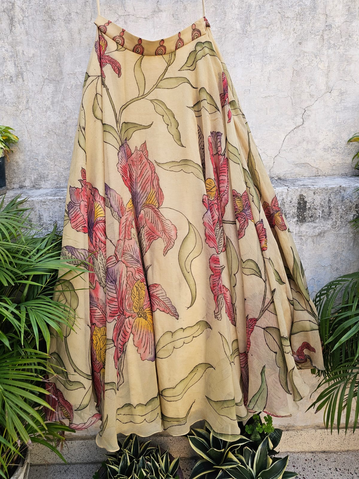 Pure Chiffon Kalamkari Skirt