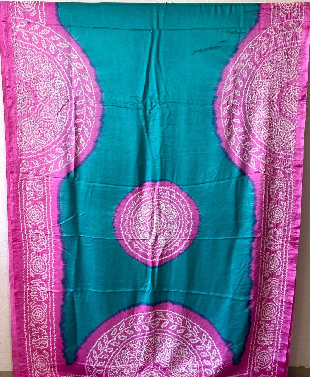 circular-turqoise-pink-pure-gajji-silk-bandhani-saree