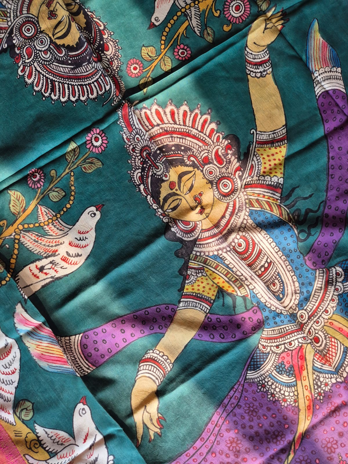 Classical Dancer Kanjeevaram Silk Kalamkari Dupatta