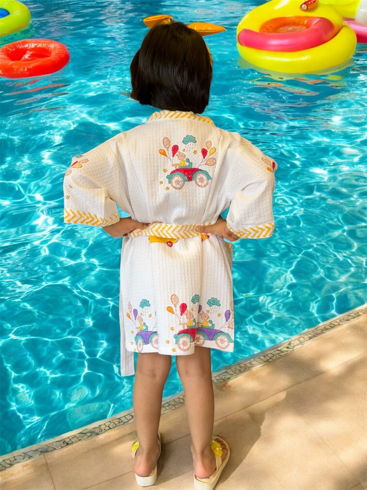 kids cotton waffle nursery car print bathrobe perfect for home use swimming beach trips