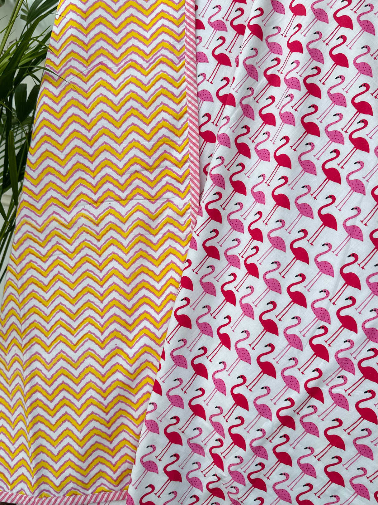 cute-cozy-flamingo-print-pink-yellow-layered-kids-blanket