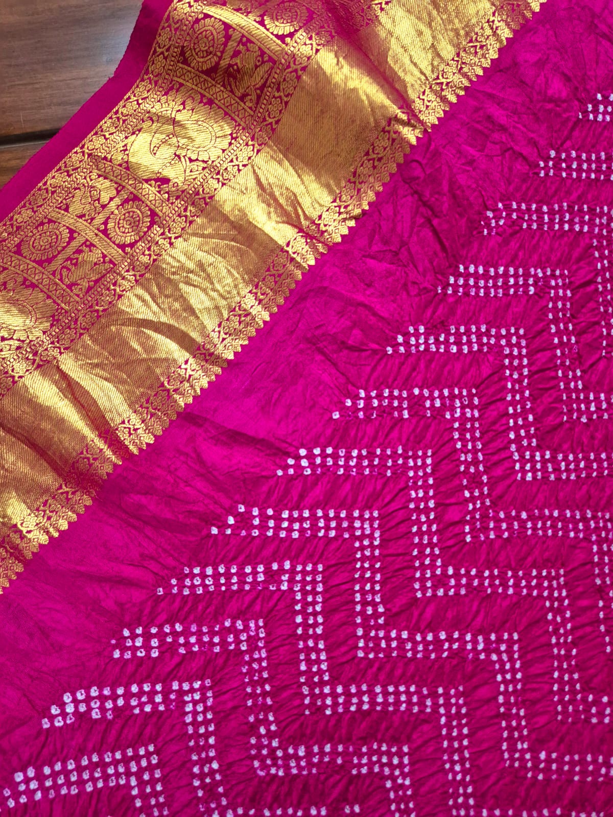 Rang Phagun - Dark Rani Pink Kanjivaram Silk Bandhani Dupatta