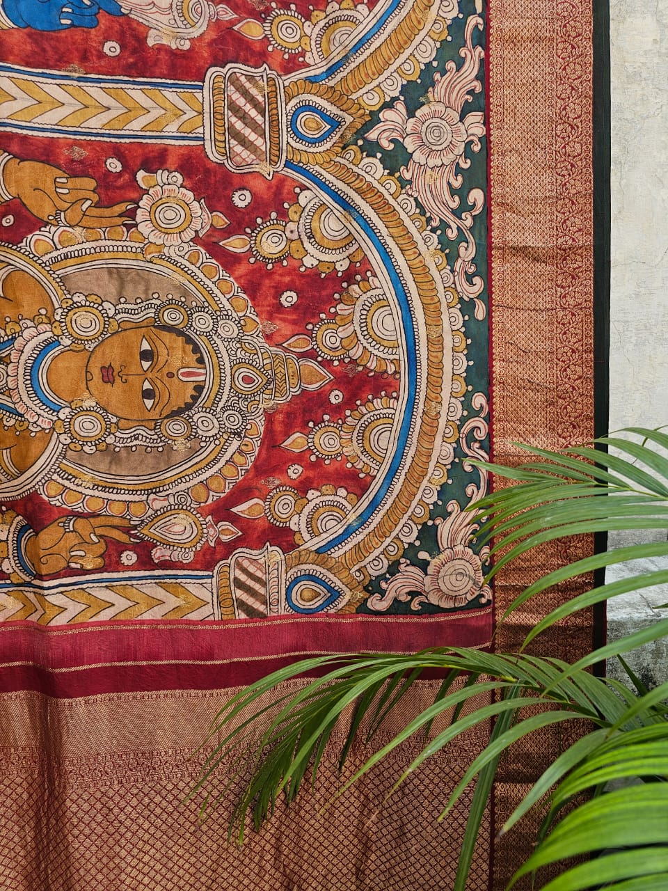 Indian Mythology - Dashavtaram Theme Pure Kanjivaram Silk Kalamkari Saree