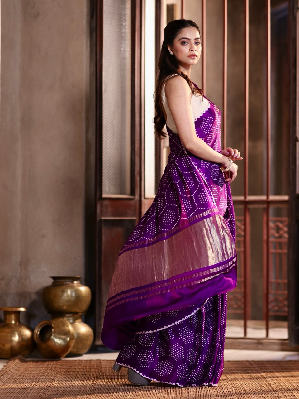 deep-amethyst-purple-hexa-pure-gajji-silk-bandhani-saree