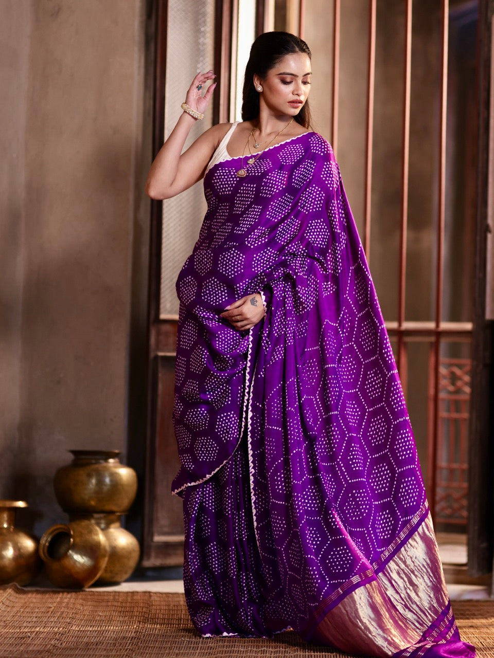deep-amethyst-purple-hexa-pure-gajji-silk-bandhani-saree