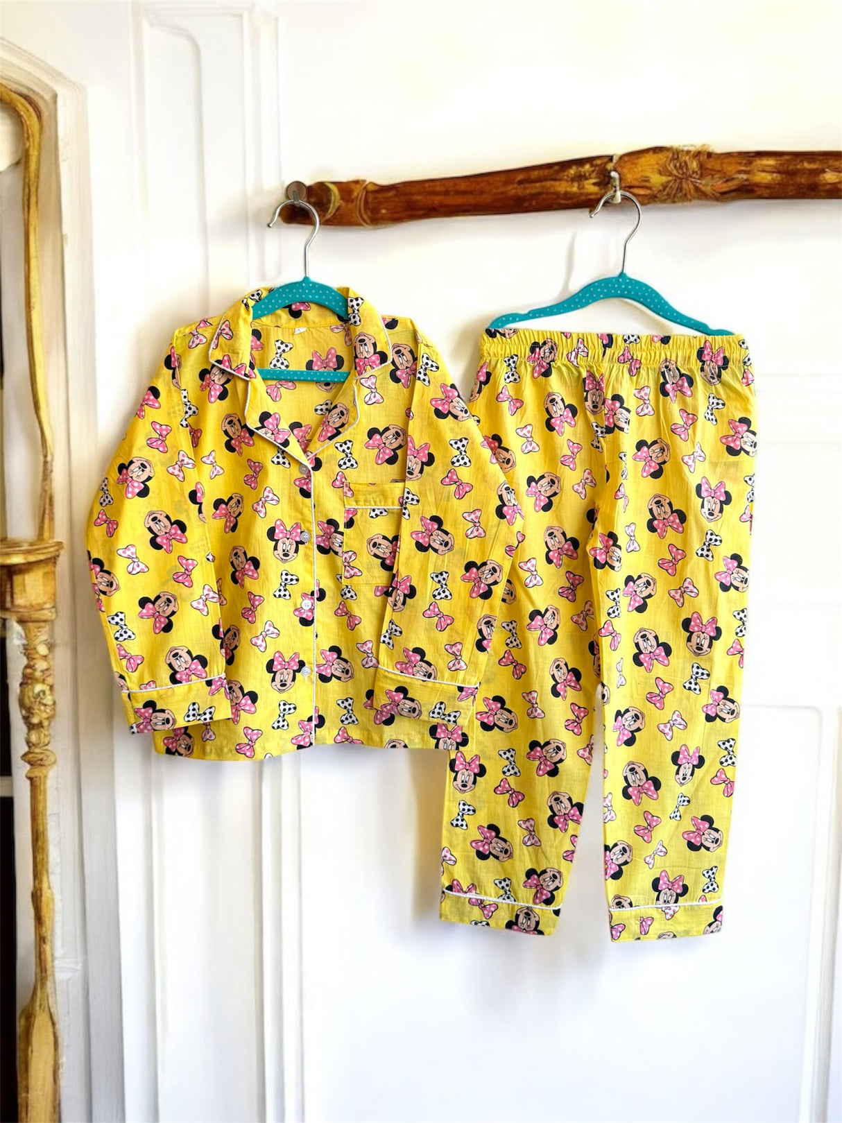 Yellow Minnie Mouse Kids Night Suit Set