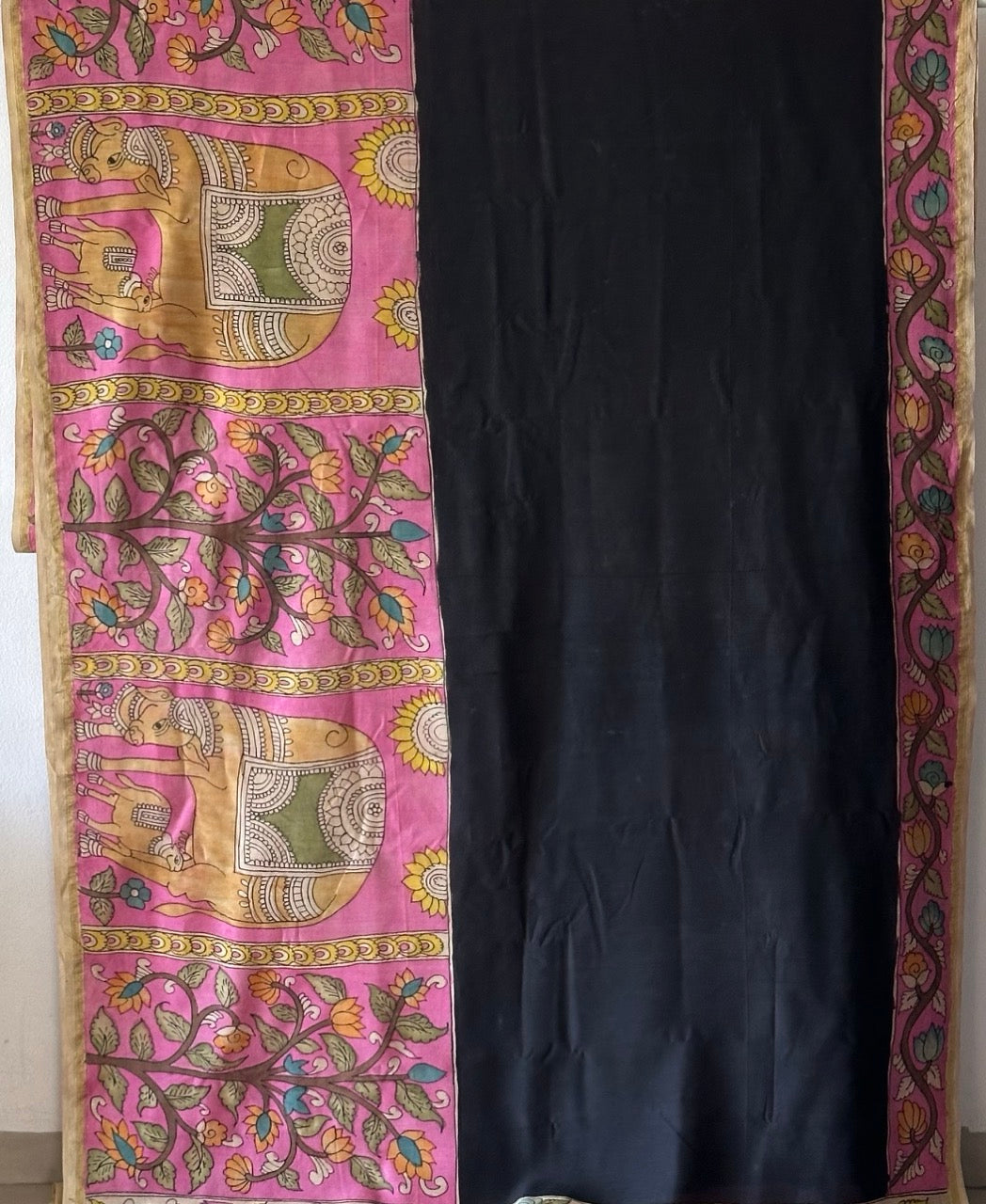 divine-grace-pichwai-theme-chanderi-cotton-silk-kalamkari-saree