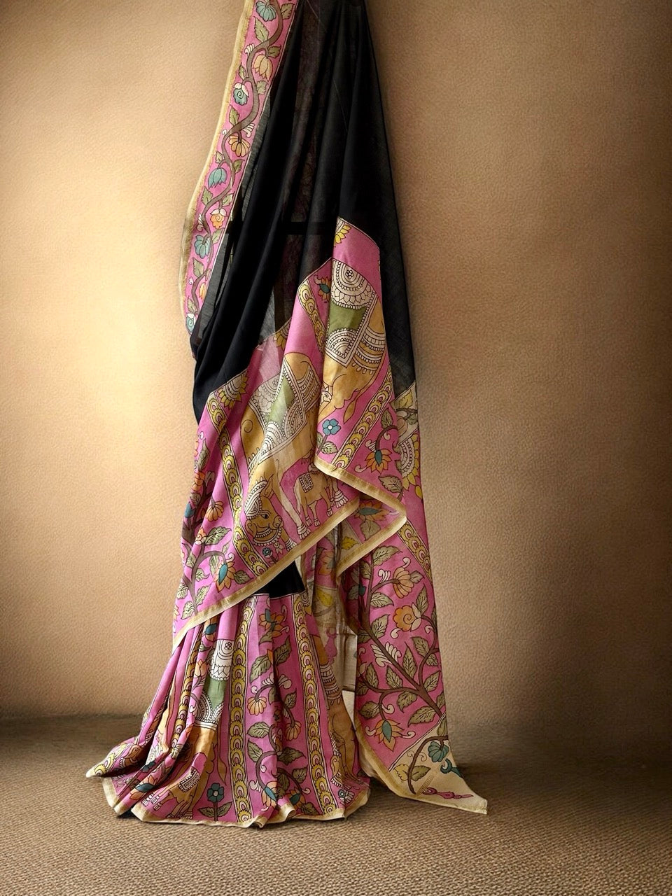 divine-grace-pichwai-theme-chanderi-cotton-silk-kalamkari-saree