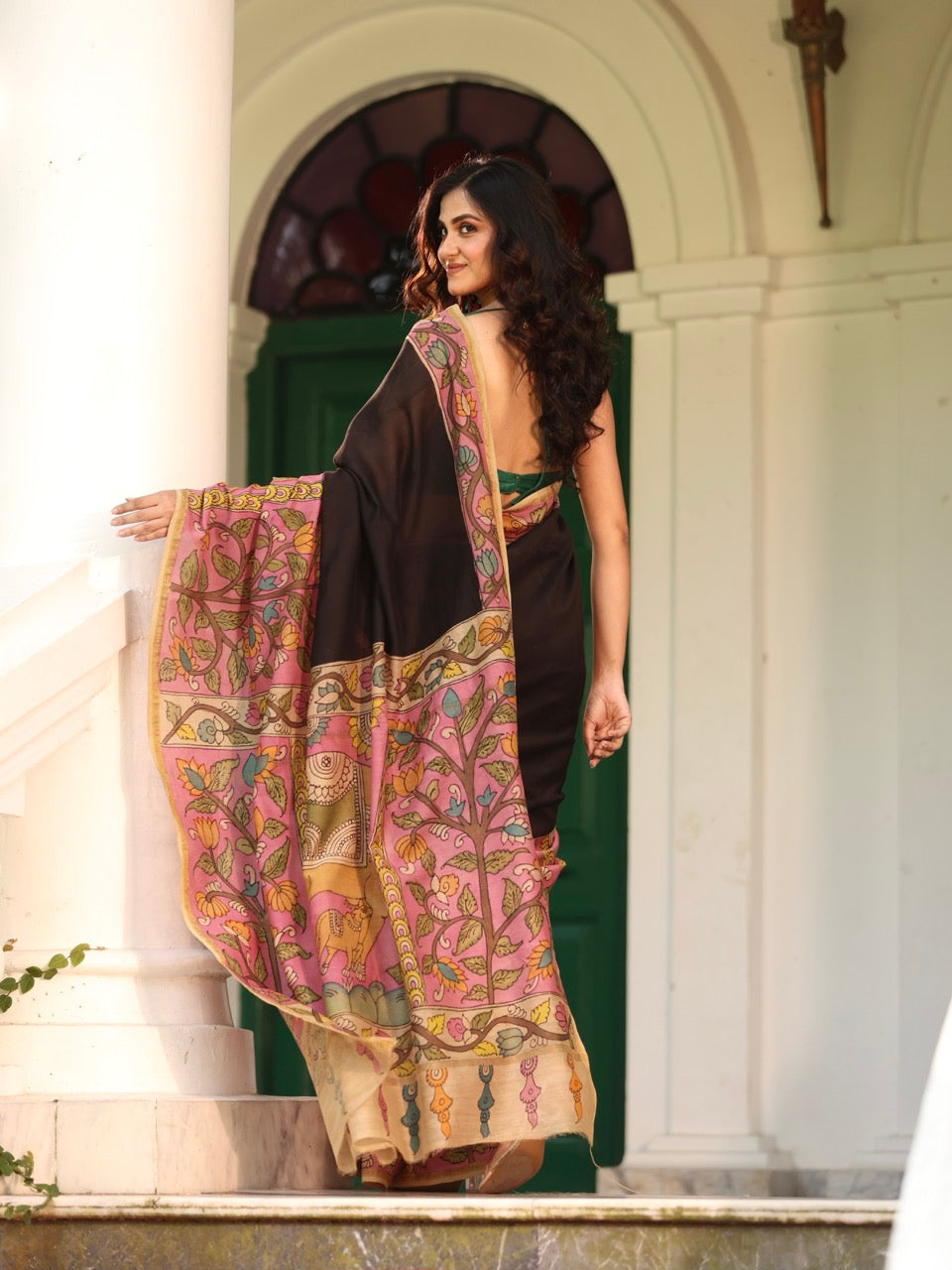 divine-grace-pichwai-theme-chanderi-cotton-silk-kalamkari-saree
