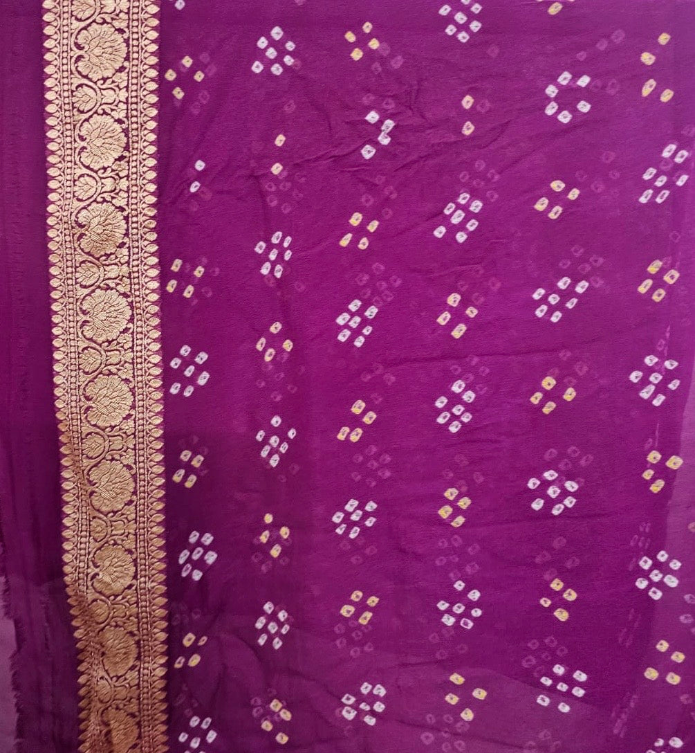 dual-shade-of-plum-magenta-pure-banarsi-georgette-bandhani-lehenga