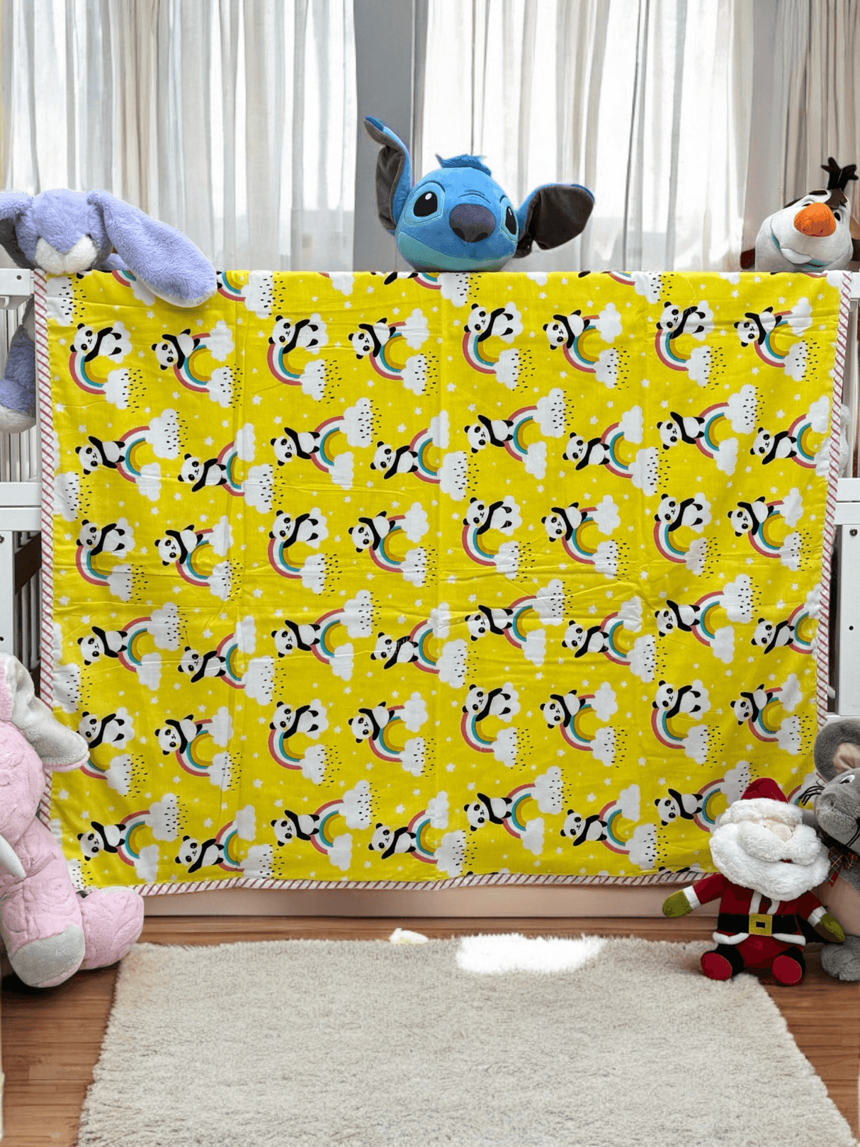small business supply panda print reversible cotton blanket bulk purchase ready