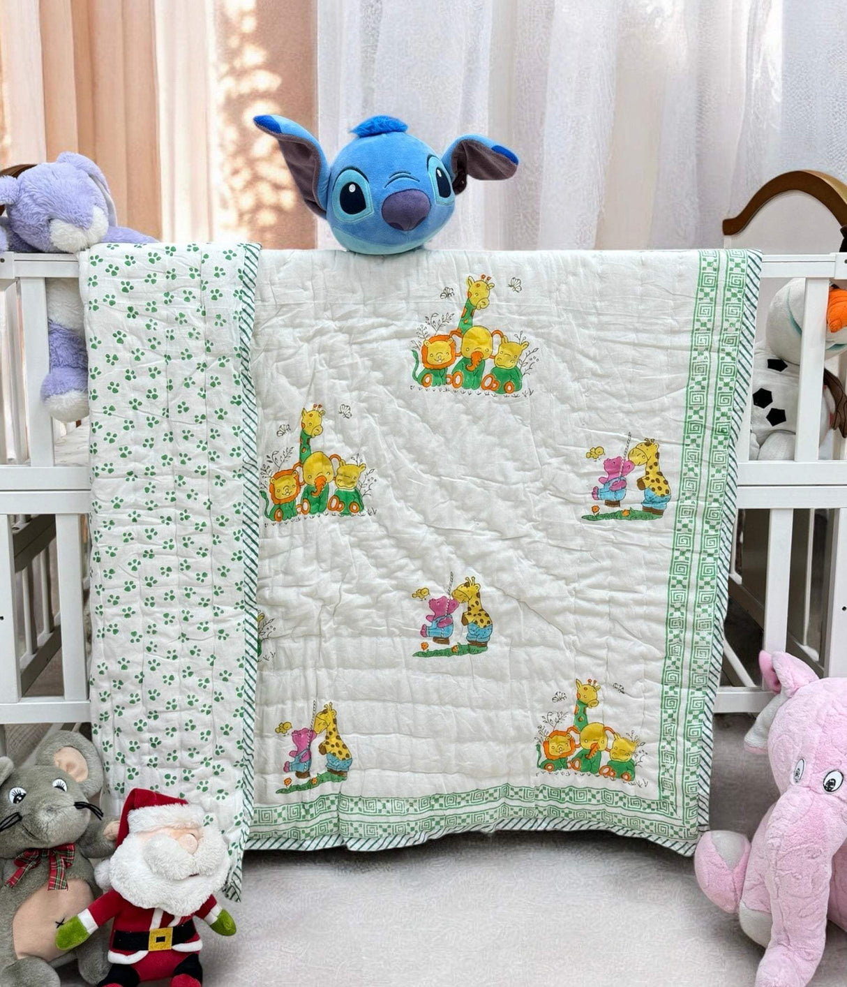 best selling baby quilt made in Jaipur with reversible print ideal for bulk gifting in South Africa and Malaysia