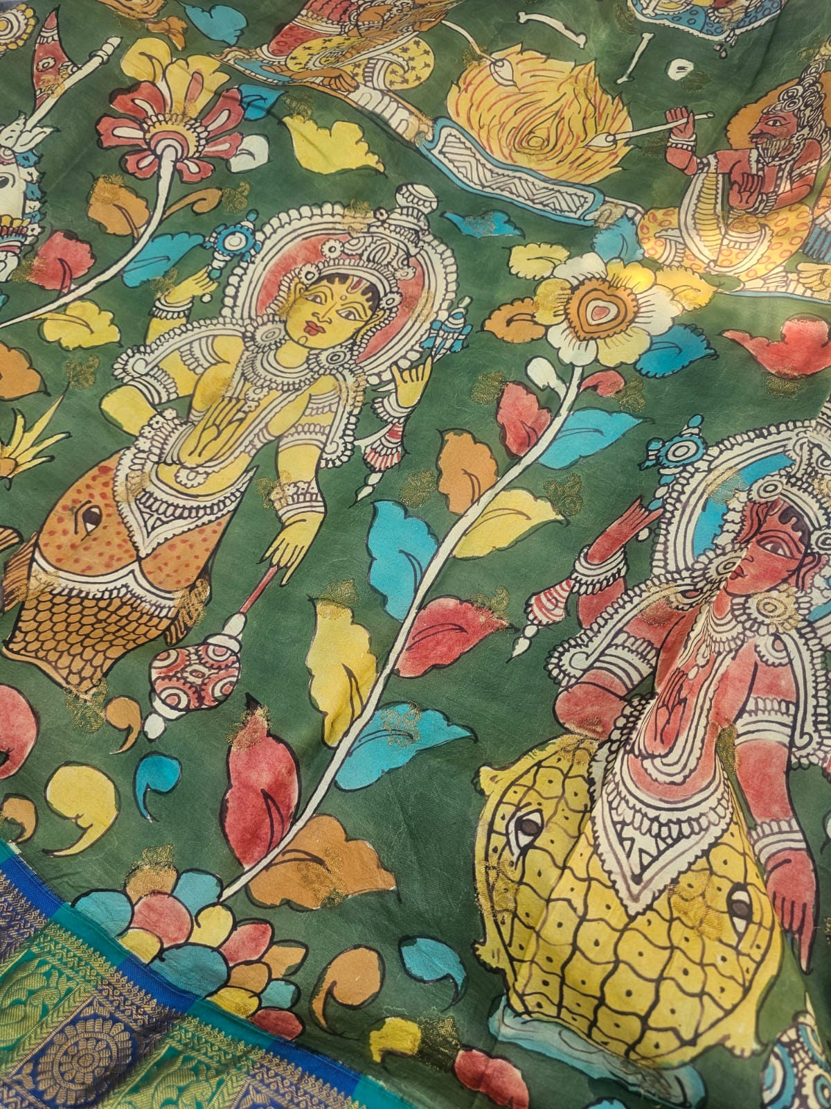 elegant-turquoise-pink-bandhani-kanjivaram-saree